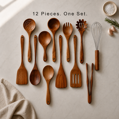 Bare Kitchen -  12PCS Natural Kitchen Utensils