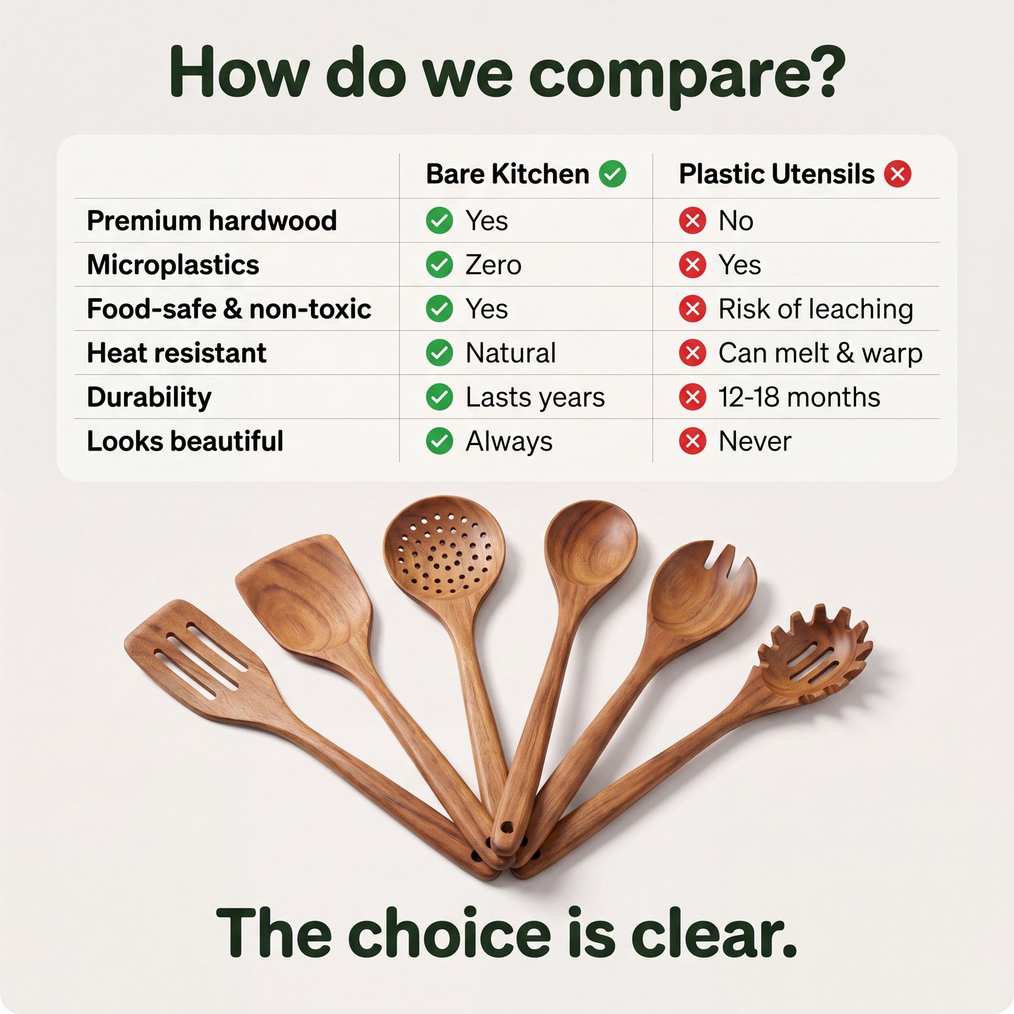 Bare Kitchen -  12PCS Natural Kitchen Utensils
